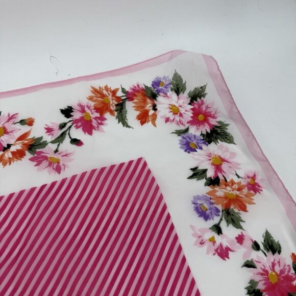 Vintage Unbranded Floral Stripe Square Scarf Italy Accessory - Picture 5 of 10